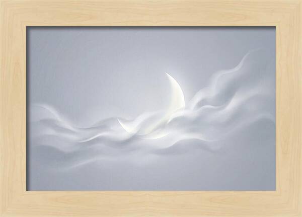 Crescent Moon Through Wispy Clouds