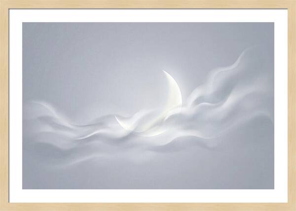 Crescent Moon Through Wispy Clouds