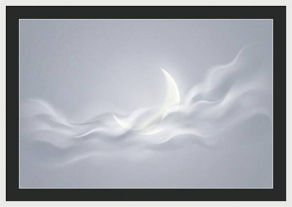 Crescent Moon Through Wispy Clouds