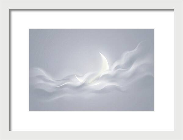 Crescent Moon Through Wispy Clouds
