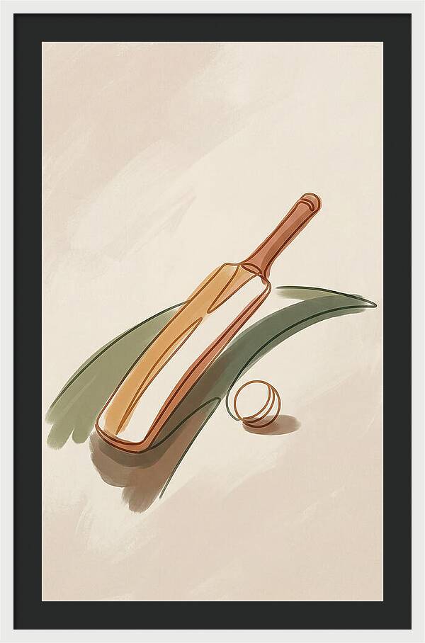 Cricket Bat And Ball On Green Grass