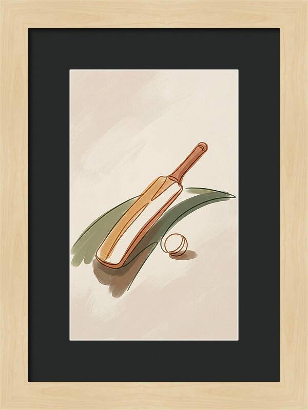 Cricket Bat And Ball On Green Grass