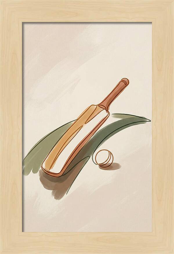Cricket Bat And Ball On Green Grass