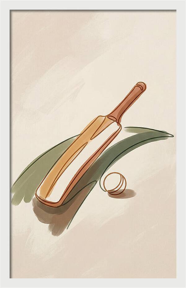Cricket Bat And Ball On Green Grass