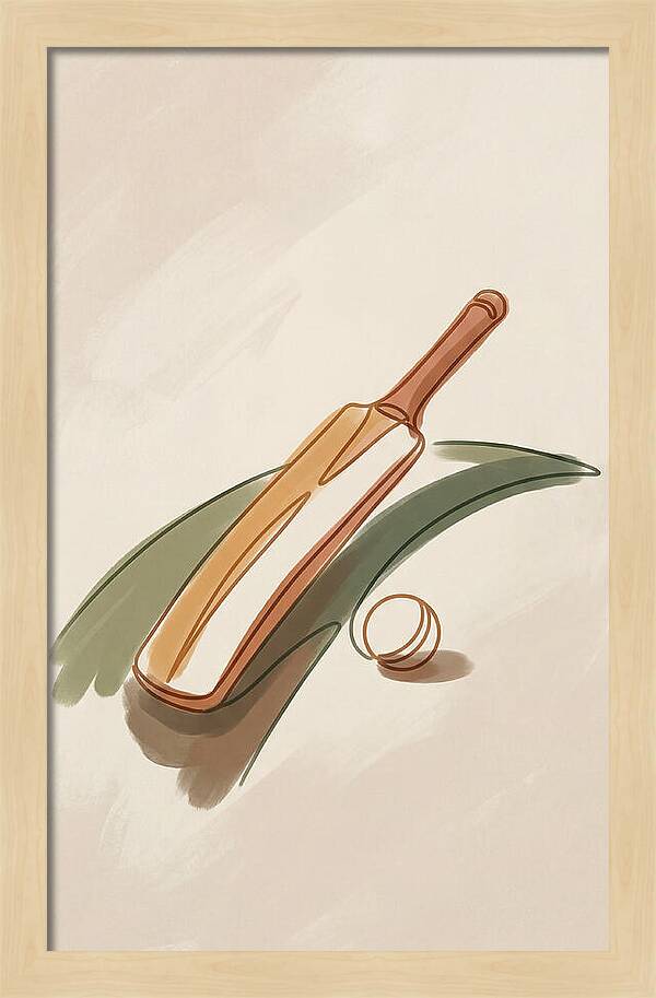 Cricket Bat And Ball On Green Grass