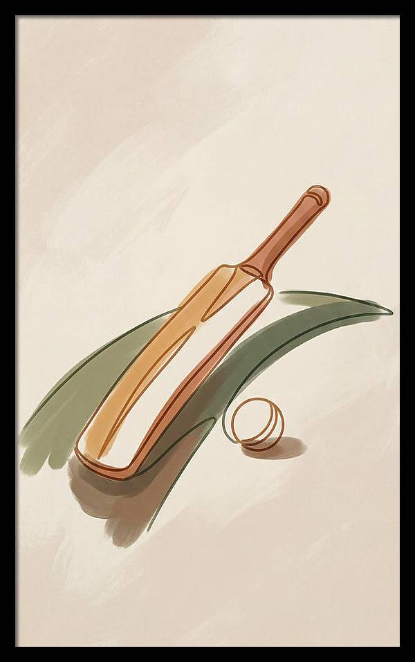 Cricket Bat And Ball On Green Grass