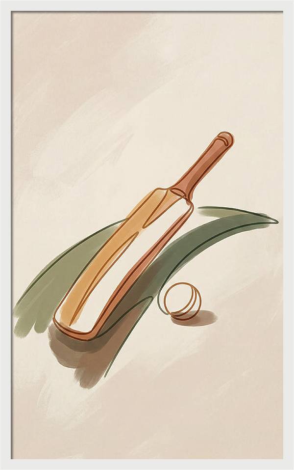Cricket Bat And Ball On Green Grass