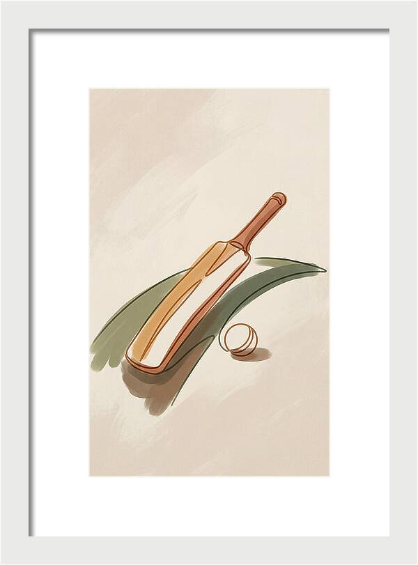 Cricket Bat And Ball On Green Grass