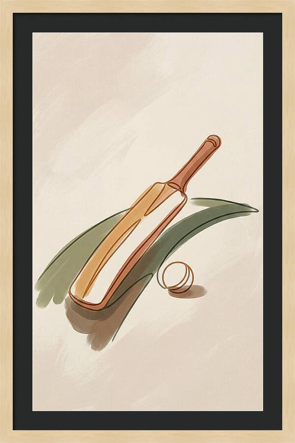 Cricket Bat And Ball On Green Grass