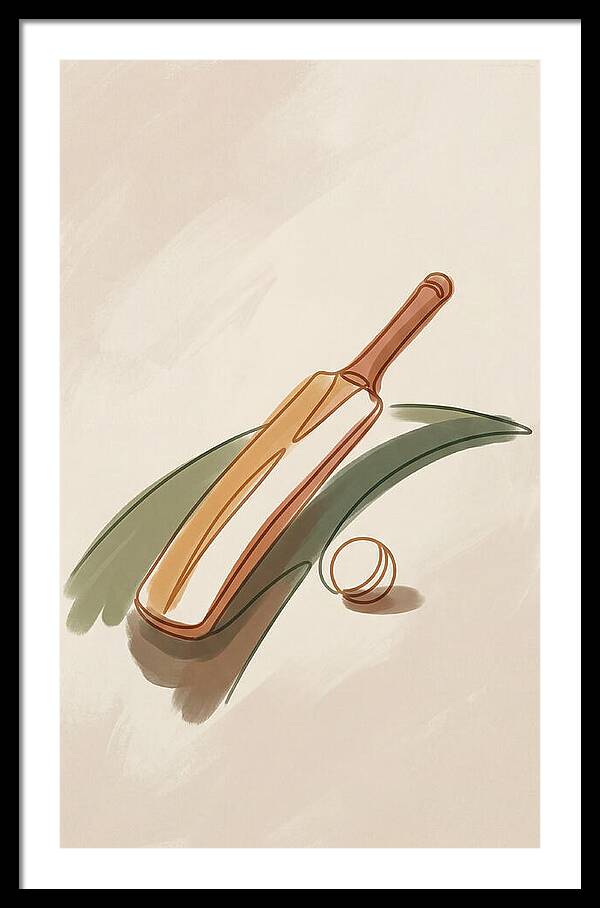 Cricket Bat And Ball On Green Grass