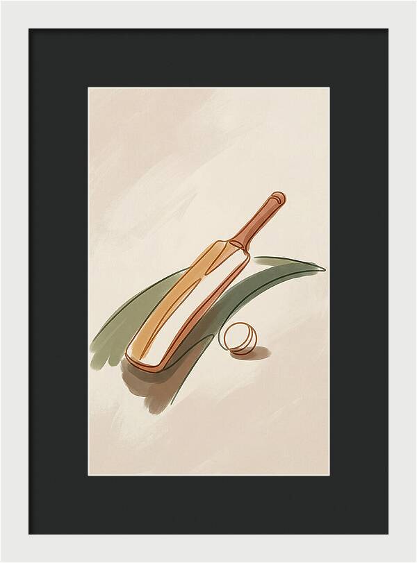 Cricket Bat And Ball On Green Grass