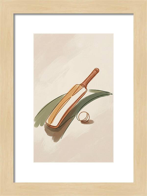 Cricket Bat And Ball On Green Grass