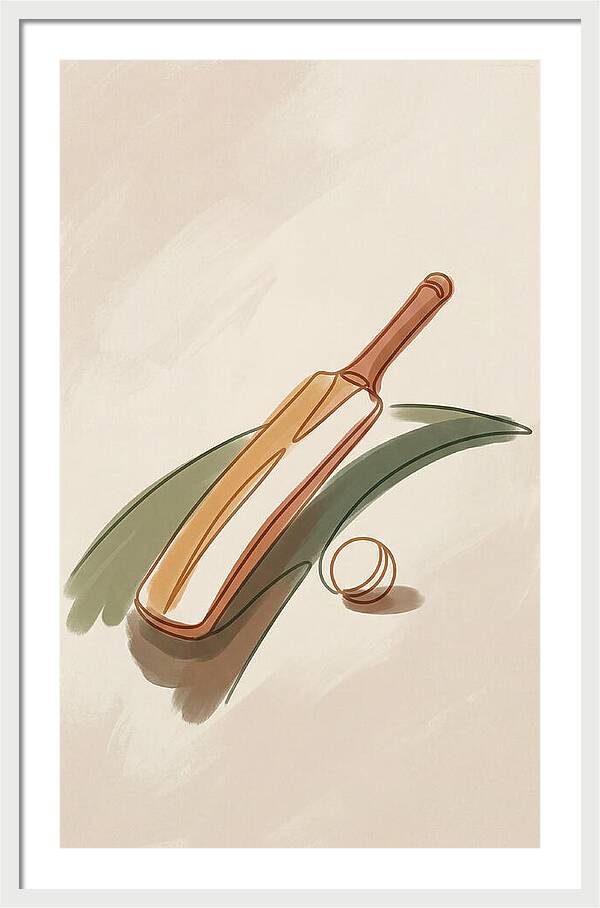 Cricket Bat And Ball On Green Grass