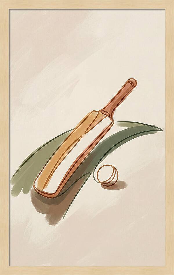 Cricket Bat And Ball On Green Grass