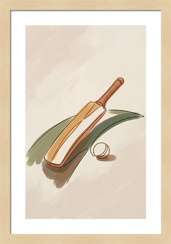 Cricket Bat And Ball On Green Grass