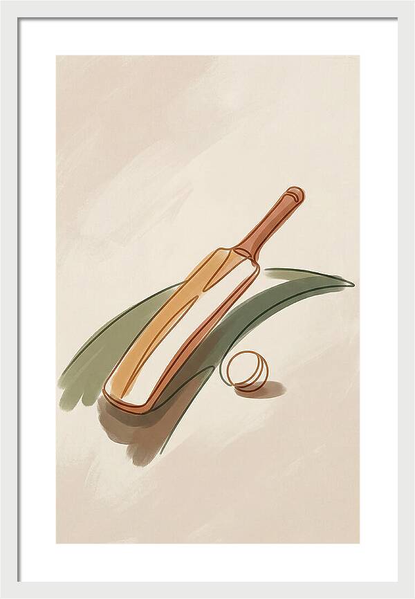 Cricket Bat And Ball On Green Grass