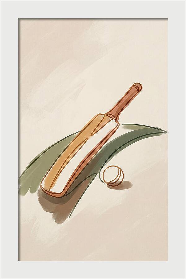 Cricket Bat And Ball On Green Grass