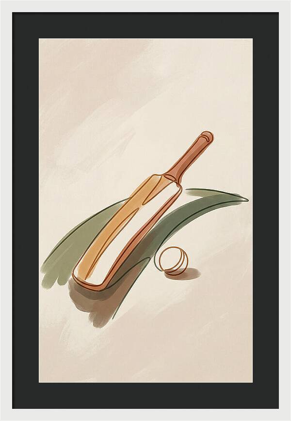 Cricket Bat And Ball On Green Grass