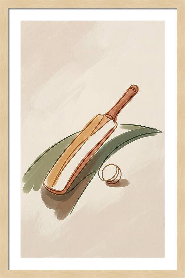 Cricket Bat And Ball On Green Grass