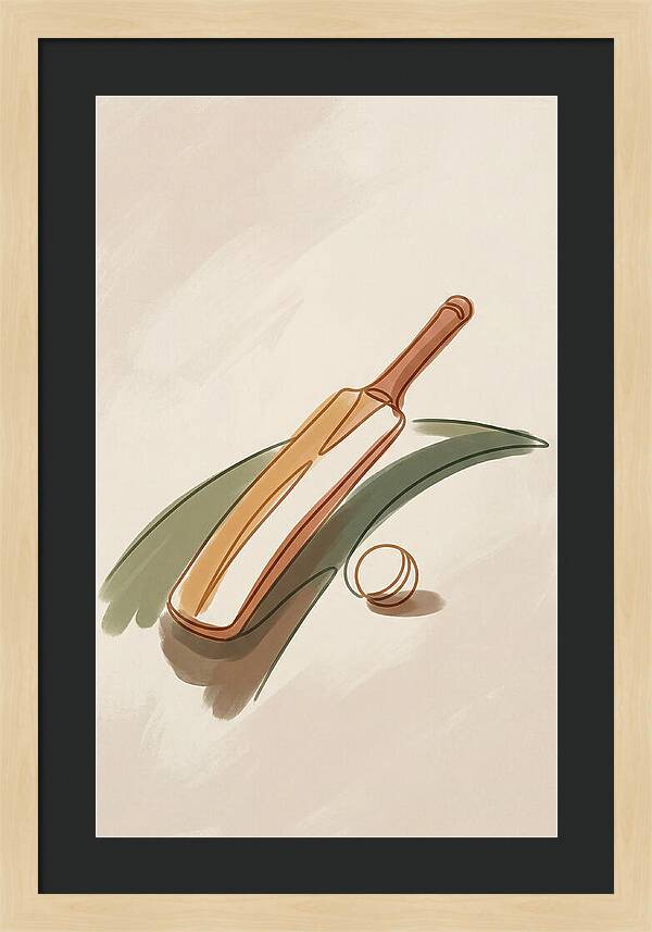 Cricket Bat And Ball On Green Grass