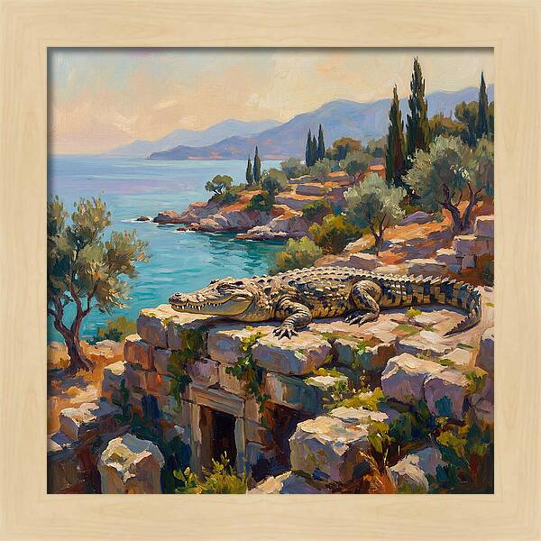 Crocodile By The Mediterranean Sea
