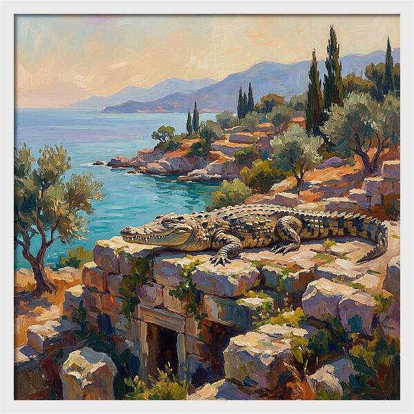 Crocodile By The Mediterranean Sea