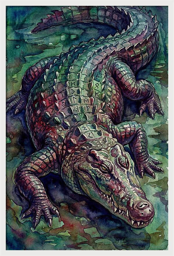 Crocodile In Watercolor Splendor