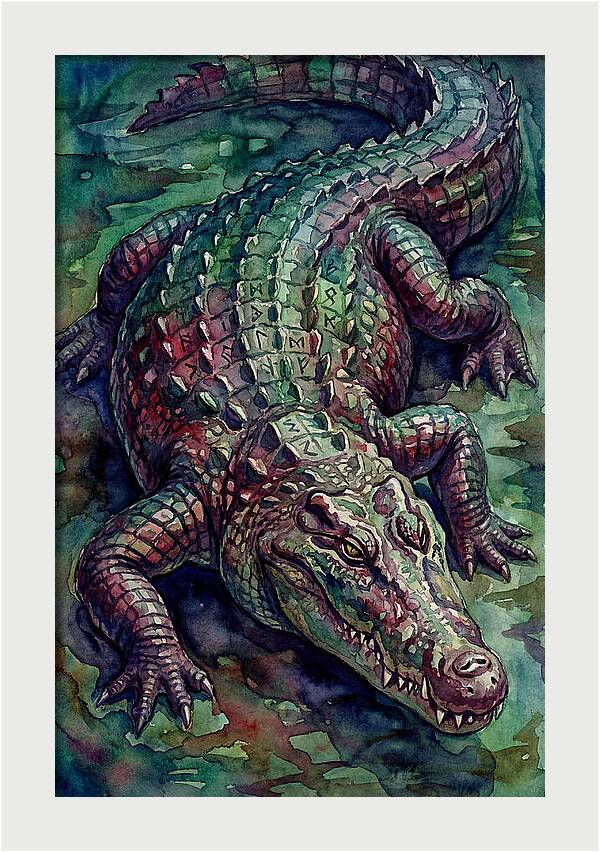 Crocodile In Watercolor Splendor