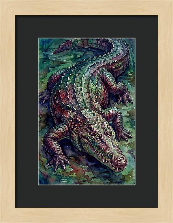 Crocodile In Watercolor Splendor