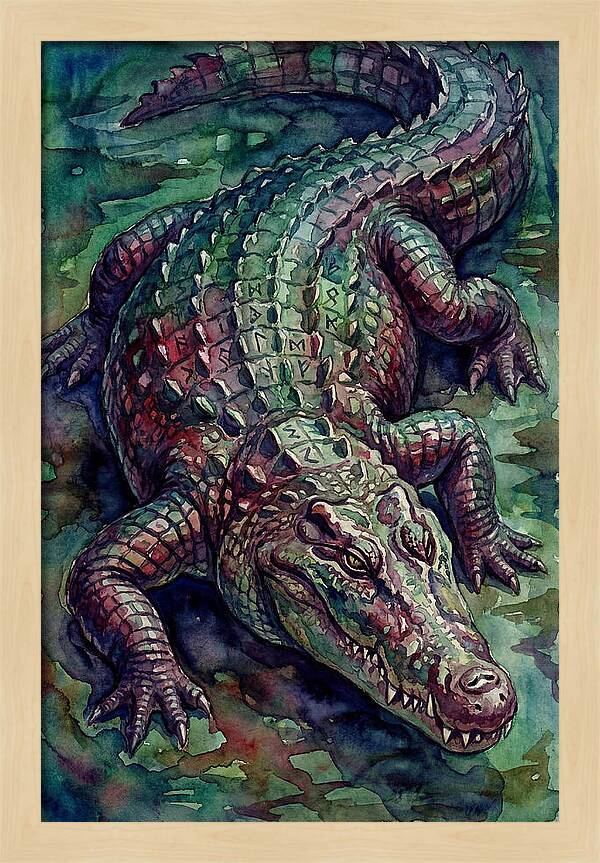 Crocodile In Watercolor Splendor