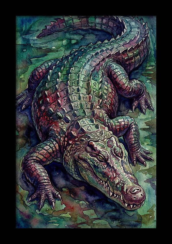 Crocodile In Watercolor Splendor