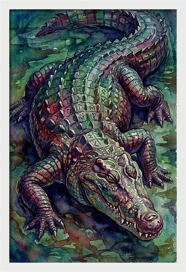 Crocodile In Watercolor Splendor
