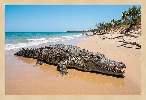 Crocodile Resting By The Shore