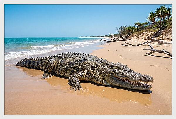 Crocodile Resting By The Shore