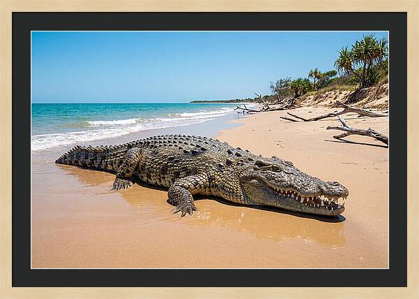 Crocodile Resting By The Shore