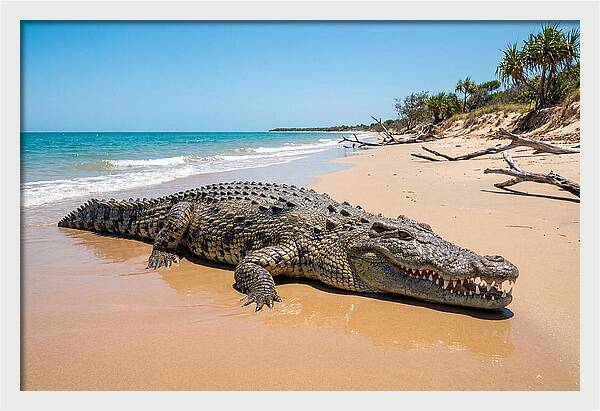 Crocodile Resting By The Shore