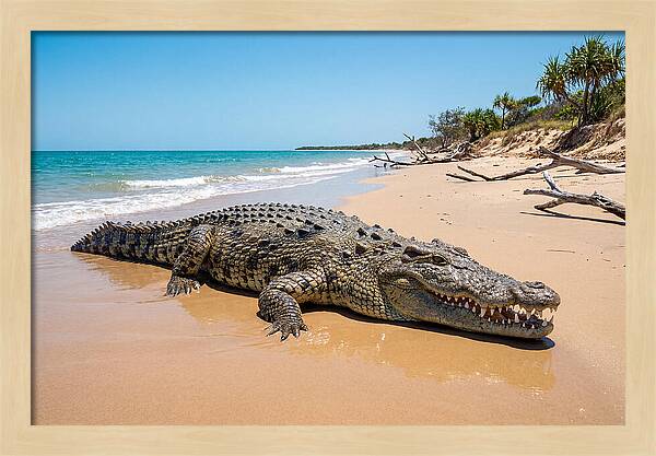 Crocodile Resting By The Shore