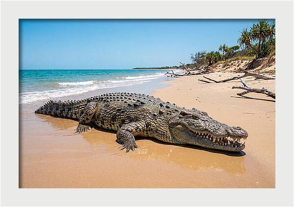 Crocodile Resting By The Shore