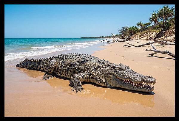 Crocodile Resting By The Shore