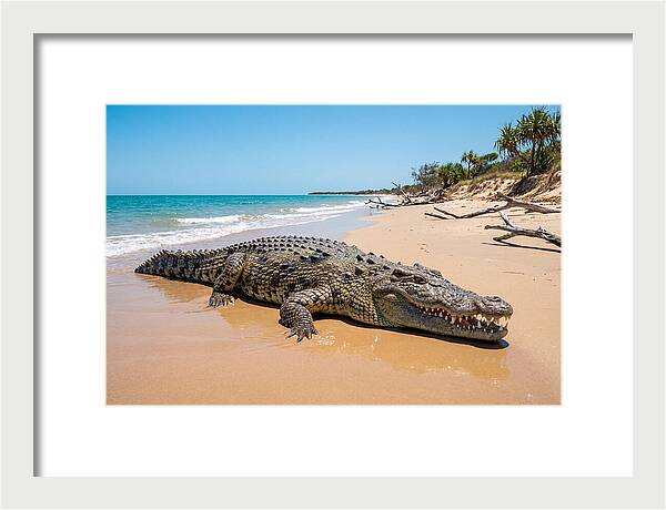 Crocodile Resting By The Shore