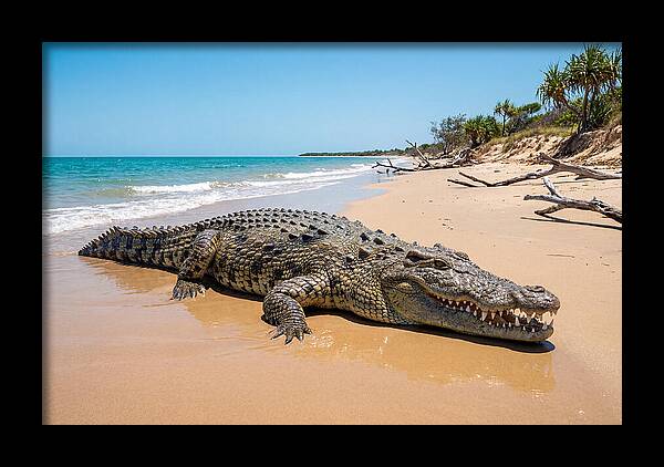 Crocodile Resting By The Shore