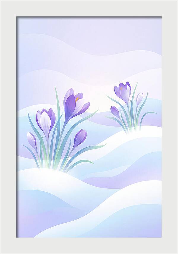 Crocus Flowers Emerging From Snow