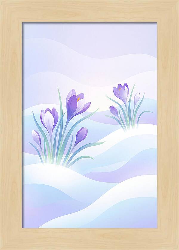 Crocus Flowers Emerging From Snow