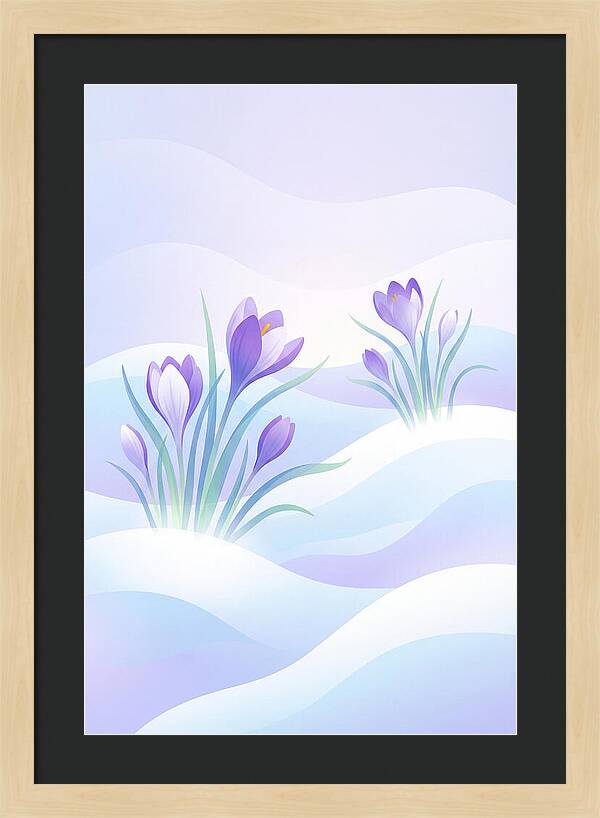 Crocus Flowers Emerging From Snow