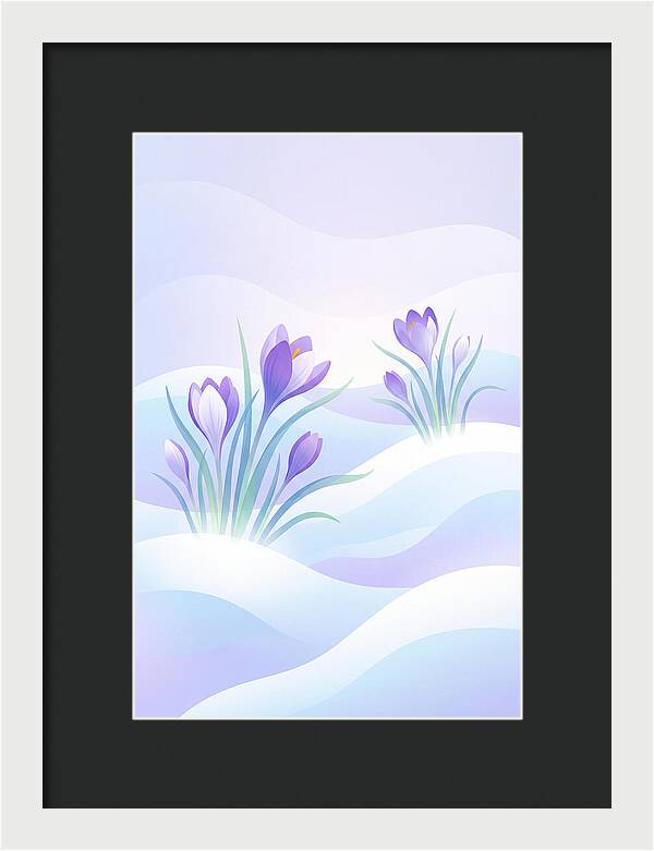 Crocus Flowers Emerging From Snow