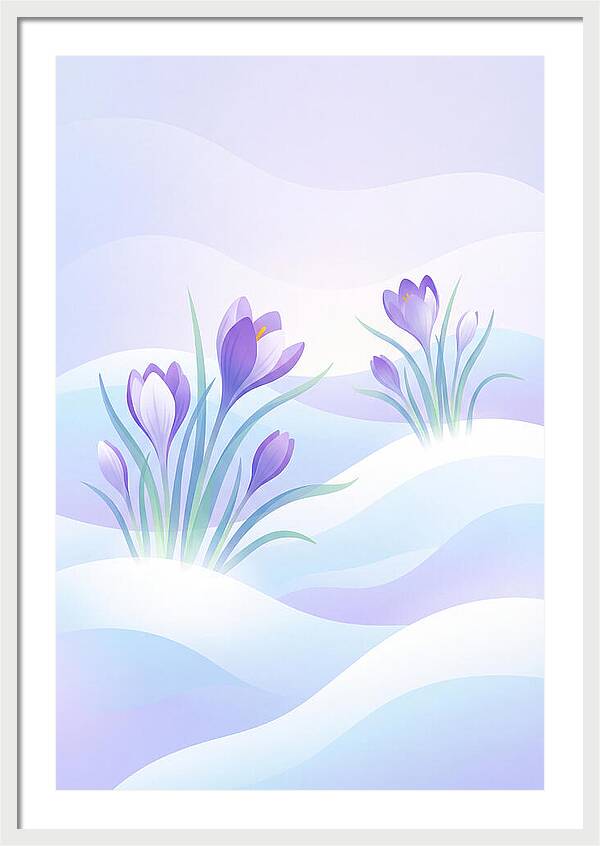 Crocus Flowers Emerging From Snow
