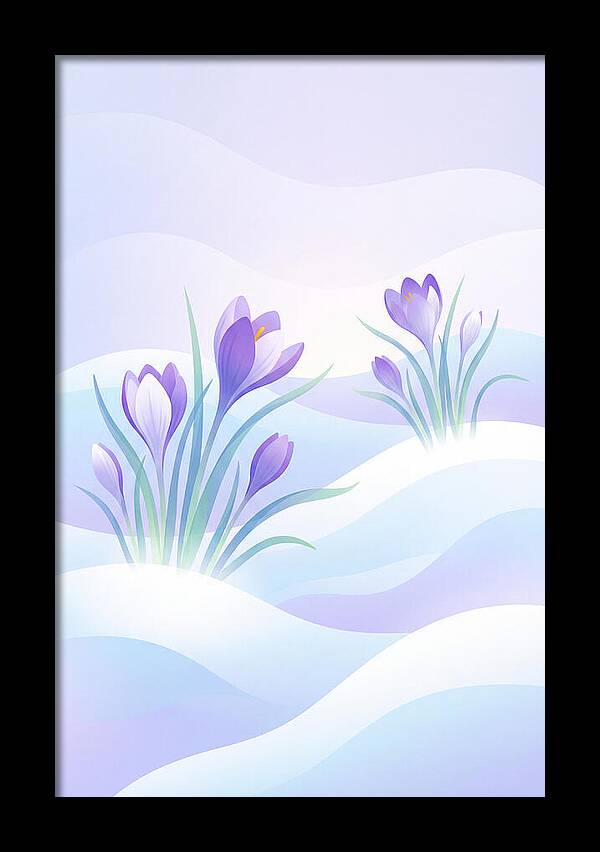 Crocus Flowers Emerging From Snow