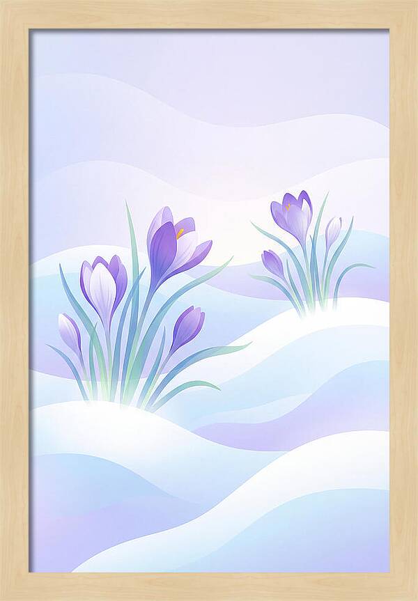 Crocus Flowers Emerging From Snow
