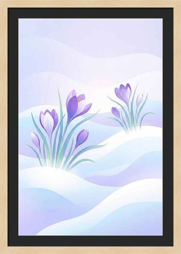 Crocus Flowers Emerging From Snow