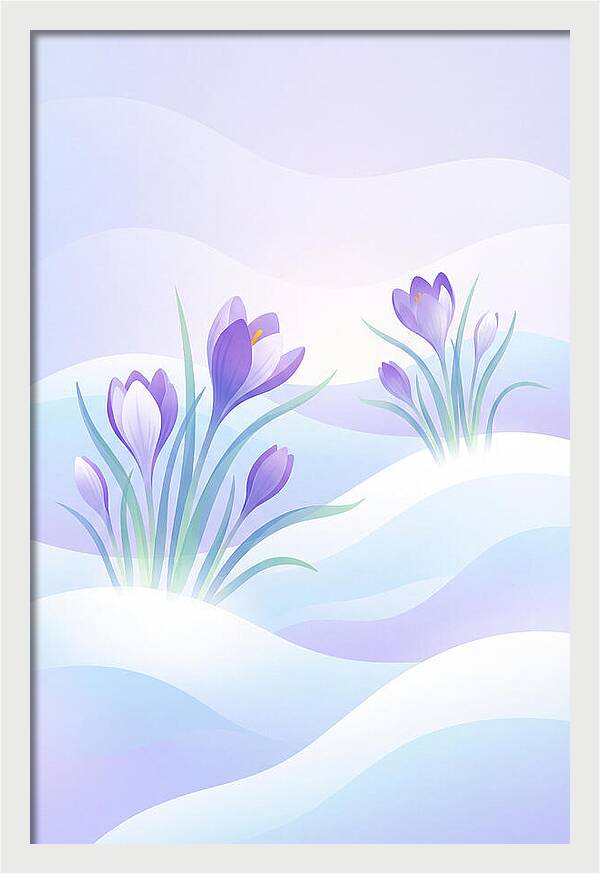 Crocus Flowers Emerging From Snow